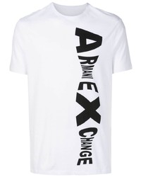 weißes bedrucktes T-Shirt mit einem Rundhalsausschnitt von Armani Exchange