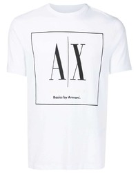 weißes bedrucktes T-Shirt mit einem Rundhalsausschnitt von Armani Exchange