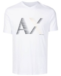 weißes bedrucktes T-Shirt mit einem Rundhalsausschnitt von Armani Exchange