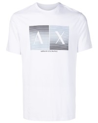 weißes bedrucktes T-Shirt mit einem Rundhalsausschnitt von Armani Exchange