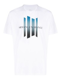 weißes bedrucktes T-Shirt mit einem Rundhalsausschnitt von Armani Exchange