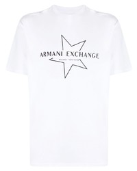 weißes bedrucktes T-Shirt mit einem Rundhalsausschnitt von Armani Exchange