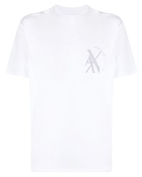 weißes bedrucktes T-Shirt mit einem Rundhalsausschnitt von Armani Exchange