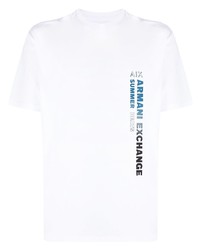 weißes bedrucktes T-Shirt mit einem Rundhalsausschnitt von Armani Exchange