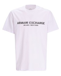 weißes bedrucktes T-Shirt mit einem Rundhalsausschnitt von Armani Exchange