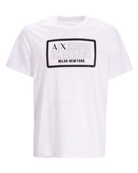 weißes bedrucktes T-Shirt mit einem Rundhalsausschnitt von Armani Exchange