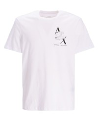 weißes bedrucktes T-Shirt mit einem Rundhalsausschnitt von Armani Exchange