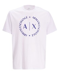 weißes bedrucktes T-Shirt mit einem Rundhalsausschnitt von Armani Exchange