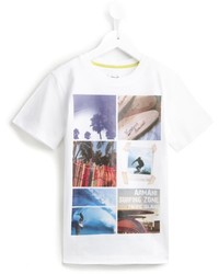 weißes bedrucktes T-Shirt mit einem Rundhalsausschnitt von Armani Junior