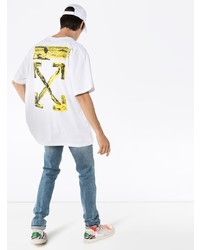 weißes bedrucktes T-Shirt mit einem Rundhalsausschnitt von Off-White