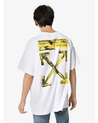 weißes bedrucktes T-Shirt mit einem Rundhalsausschnitt von Off-White