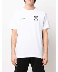 weißes bedrucktes T-Shirt mit einem Rundhalsausschnitt von Off-White