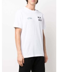 weißes bedrucktes T-Shirt mit einem Rundhalsausschnitt von Off-White