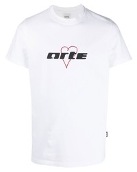 weißes bedrucktes T-Shirt mit einem Rundhalsausschnitt von ARTE