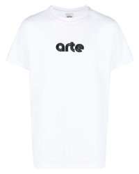 weißes bedrucktes T-Shirt mit einem Rundhalsausschnitt von ARTE