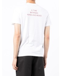 weißes bedrucktes T-Shirt mit einem Rundhalsausschnitt von Qasimi