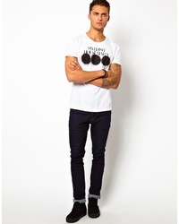 weißes bedrucktes T-Shirt mit einem Rundhalsausschnitt von Asos