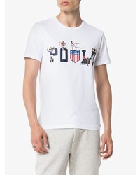 weißes bedrucktes T-Shirt mit einem Rundhalsausschnitt von Polo Ralph Lauren