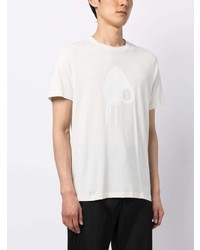 weißes bedrucktes T-Shirt mit einem Rundhalsausschnitt von Moose Knuckles