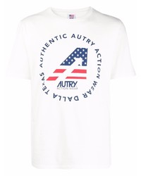 weißes bedrucktes T-Shirt mit einem Rundhalsausschnitt von AUTRY