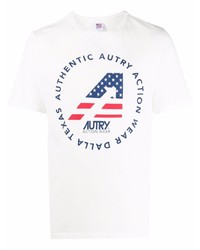 weißes bedrucktes T-Shirt mit einem Rundhalsausschnitt von AUTRY