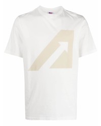 weißes bedrucktes T-Shirt mit einem Rundhalsausschnitt von AUTRY