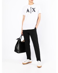 weißes bedrucktes T-Shirt mit einem Rundhalsausschnitt von Armani Exchange