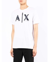 weißes bedrucktes T-Shirt mit einem Rundhalsausschnitt von Armani Exchange