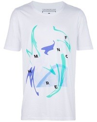 weißes bedrucktes T-Shirt mit einem Rundhalsausschnitt von B Store