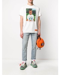 weißes bedrucktes T-Shirt mit einem Rundhalsausschnitt von Heron Preston