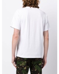 weißes bedrucktes T-Shirt mit einem Rundhalsausschnitt von A Bathing Ape