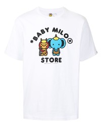 weißes bedrucktes T-Shirt mit einem Rundhalsausschnitt von *BABY MILO® STORE BY *A BATHING APE®