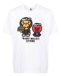 weißes bedrucktes T-Shirt mit einem Rundhalsausschnitt von *BABY MILO® STORE BY *A BATHING APE®