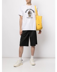 weißes bedrucktes T-Shirt mit einem Rundhalsausschnitt von A Bathing Ape