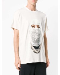 weißes bedrucktes T-Shirt mit einem Rundhalsausschnitt von Ih Nom Uh Nit