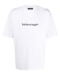 weißes bedrucktes T-Shirt mit einem Rundhalsausschnitt von Balenciaga