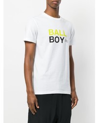 weißes bedrucktes T-Shirt mit einem Rundhalsausschnitt von Ron Dorff