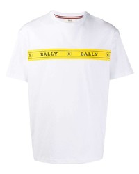 weißes bedrucktes T-Shirt mit einem Rundhalsausschnitt von Bally