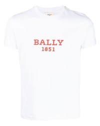 weißes bedrucktes T-Shirt mit einem Rundhalsausschnitt von Bally