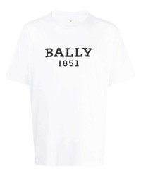 weißes bedrucktes T-Shirt mit einem Rundhalsausschnitt von Bally