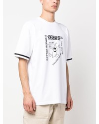 weißes bedrucktes T-Shirt mit einem Rundhalsausschnitt von Jacquemus