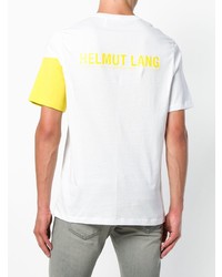 weißes bedrucktes T-Shirt mit einem Rundhalsausschnitt von Helmut Lang