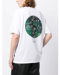 weißes bedrucktes T-Shirt mit einem Rundhalsausschnitt von FIVE CM