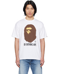 weißes bedrucktes T-Shirt mit einem Rundhalsausschnitt von BAPE