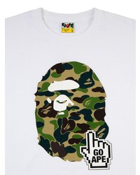 weißes bedrucktes T-Shirt mit einem Rundhalsausschnitt von A Bathing Ape