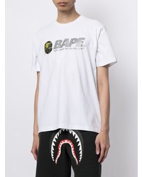 weißes bedrucktes T-Shirt mit einem Rundhalsausschnitt von A Bathing Ape