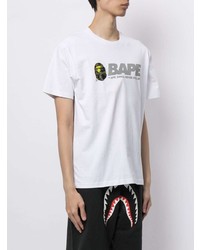 weißes bedrucktes T-Shirt mit einem Rundhalsausschnitt von A Bathing Ape