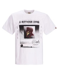 weißes bedrucktes T-Shirt mit einem Rundhalsausschnitt von BAPY BY *A BATHING APE®