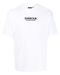 weißes bedrucktes T-Shirt mit einem Rundhalsausschnitt von Barbour International