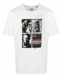 weißes bedrucktes T-Shirt mit einem Rundhalsausschnitt von Barbour
